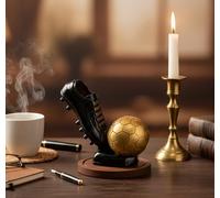 ESPLANADE Beautiful Brass Decorative Soccer Ball and Shoe Showpiece | Home Decor | Brass Sculpture | World Cup Golden Boot Trophy Look-alike | European Golden Shoe Look-alike