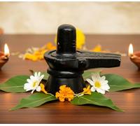 ESPLANADE Black Stone Shiva Lingam Shiv Ling Marble Idol Murti Statue Moorti - 3 Inch
