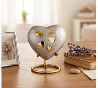 Esplanade Brass Cremation Mini Heart Urn Keepsake Memorial, Small Urn for Ashes Funeral Burial Container Jar Pot, 2.8 Inches (Gray, 2.8", Engraved)