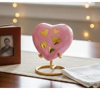 Esplanade Brass Cremation Mini Heart Urn Keepsake Memorial, Small Urn for Ashes Funeral Burial Container Jar Pot, 2.8 Inches (Pink, 2.8", Engraved)