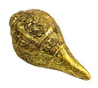 ESPLANADE Brass Ganesha Carving Shankh Conch Shell 5.5" Golden