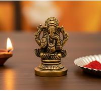 ESPLANADE Brass Ganesha Idol for Car Dashboard God Idol - 2" Inches Ganesha Murti for Desk Decor, Ganapati Statue, Ganapathi Sculpture | Antique Decor Item | Home Decor Gift Showpieces