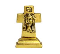 eSplanade Brass Jesus Christ Cross - 4.25 inches | Spiritual Idols | Religious Statues | Holy Statue of Jesus