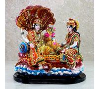 ESPLANADE Brass Lakshmi Narayan - Lord Vishnu Laxmi in Ksheer Sagar - Murti Idol Statue Sculpture - 3.1" Inches (Multicolor)