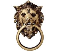 eSplanade Brass Lion Face Mouth Door Knocker, Door Accessories, Gate Knocker (5.5" Design 3)