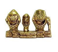 eSplanade Brass Lord Puri Jagannath, Balaram and Subhadra maa Idol for Decor Idol Murti Statue - 2.75 inches