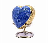 eSplanade Brass Mini Cremation Urn Heart-Shaped Keepsake Memorial Jar Pot Container | Small Urn for Funeral Ashes Burial | Stone Textured Keepsake with Stand | Blue - 2.75" Inches