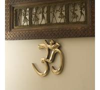 ESPLANADE Brass OM Wall Hanging Sculpture | Vastu | Fengshui | Goodluck, Auspicious, Religious symbols | Pooja Idols | Home Decor (6" Inches)