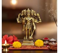 eSplanade Brass Panchmukhi Hanuman Anjaneya Pavan Putra Bajrangbali Idol Murti Moorti Statue - 6.5 inches | Pooja Idols