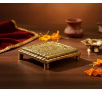 eSplanade Brass Pooja Mandir Chowki God's Stool - Puja Articles - 2.6" Inches (Very Small)