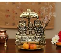 ESPLANADE Brass Puri Jagannath Balaram and Subhadra Maa Idol Murti Statue Sculpture - Golden - 5.25" Inches (5.25" Inch)