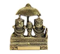 ESPLANADE Brass Puri Jagannath Balaram and Subhadra Maa Idol Murti Statue Sculpture - Golden - 5.25" Inches (5.25" Inch)