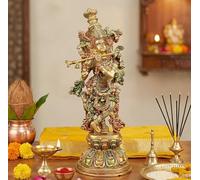 ESPLANADE Brass Radha Krishna Kishan Murti Idol Statue Sculpture | Pooja Idols | Home Decor (18 Inch)