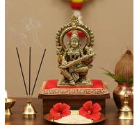 ESPLANADE Brass Saraswati Maa Murti Idol Statue Sculpture for home decor and temple - 9.75" Inches - Multi (Brass Small Frame)