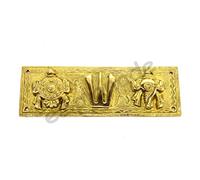 eSplanade Brass Shankh Chakra Namah Showpiece | Shankha Chakra Tilak | Shankha Gada Padma | Padmanabha Swami | Vishnu | Home Decor (8 Inches)