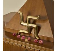 eSplanade Brass Swastik Sathiya Wall Hanging Yantra - | Auspicious Vastu Religious Symbol for Home Temple, Pooja Room & Door Décor | Handmade Antique Decorative Showpiece (6 Inches)
