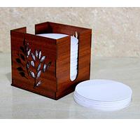 esplanade Disposable Paper Coasters with wooden stand (Set of 500)- Use and Throw Reversible Paper Coasters-Perfect for Bar, Hotel, Restaurant purpose & Parties.