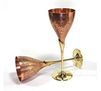ESPLANADE Engraved Copper Plated Pure Brass Premium Goblet Champagne Flutes Coupes Wine Glass Set Standard Copper