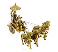 ESPLANADE Krishna Arjuna Rath Chariot with 4 Horses Brass Showpiece | Home Decor | Krishna Arjun Updesh | Gita Saransh