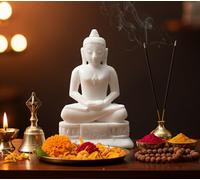 ESPLANADE Marble Stone Mahaveer Jain ji Statue, 6.5 Inches