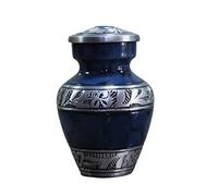 Esplanade Memorials Cremation Urn Container Jar Pot | Metal Keepsake Urns | Funeral Urns (Carved Blue)