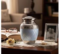 ESPLANADE Metal Cremation Urn, Engraved Blue, 6 Inches