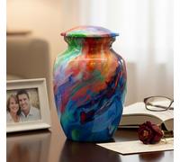 eSplanade Metal Cremation Urn Keepsake Memorial Human Ashes Container Jar Pot | Burial Funeral Urns | - Multi Colour - 6" Inches