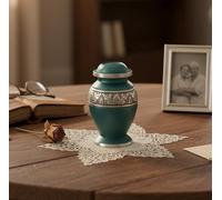 eSplanade Metal Mini Cremation Urn Keepsake Memorial Jar Pot Container | Small Urn for Funeral Ashes Burial | Engraved Metal Keepsake | Navy Blue - 3" Inches