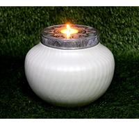 ESPLANADE Metal Tealight Cremation Urn Memorial Human Ashes Container Jar Pot | Tealight Candle Cavity | Burial Funeral Urns |Keepsake for Ashes | White - 8" Inches
