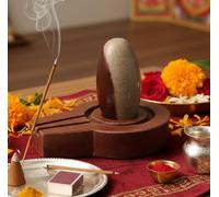 ESPLANADE Narmadeshwar Shivling Shiva Lingam Narmada Stone Jaladhari Narmada Stone for Temple Mandir Home - Brown - 4.25" Inches, Religious