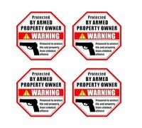 eSplanade PROTECTED BY ARMED PROPERTY OWNER Warning Entry Restricted Sign - Easy to Mount Weather Resistant Long Lasting Ink Size (3.5" x 3.5")