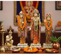 ESPLANADE Ram Darbar with Ram, Laxman, Sita and Hanuman Murti Idol Statue Sculpture | Decorative Idols - Home Decor | Resin - Multicolour - 18" Inches (Big Size)