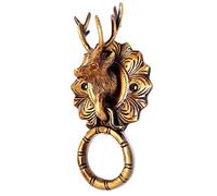 eSplanade Reindeer Face Brass Door Knocker, Yellow, 3.5 x 2.5 x 6.5-Inch