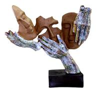 ESPLANADE Resin Human Faces - Zen Sculpture Showpiece | Face Expressions Statement Pieces | See No Evil, Hear No Evil, Speak No Evil | Home Decor | Brown-Multi - 10" Inches