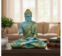 ESPLANADE Resin Meditating Buddha Showpiece | Home Decor | Idol Statue Figurine Murti | Tibetan Buddhist Statue - 14.5 Inches Height