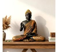ESPLANADE Resin Meditating Buddha Showpiece | Home Decor | Idol Statue Figurine Murti | Tibetan Buddhist Statue - 14.5 Inches Height