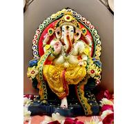 eSplanade Resin Singhasan Ganesh Ganesha Ganpati Murti Idol Statue Sculpture (13") | Pooja idols | Home Decor