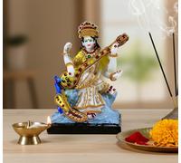 ESPLANADE Saraswati Mata Maa Murti Idol Statue Sculpture - Resin - Multi - 6" Inches