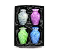 eSplanade Set of 4 Cremation urns Keepsake urns Memorial Container Jar Pot | Metal Urns | Burial Urns | Memorial Keepsake Urns (Marble)