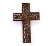 ESPLANADE StonKraft Jesus Christ Cross Catholic Wooden Crucifix for Wall, Church Chapel | Home Decor | Wood - 12.25" Inches - Brown