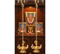 eSplanade - Wall Hanging Oil Lamps | Brass Diya Deepam Lamps Kuthu Vilakku | Home Decor | | Brass Decor (Peacocks)