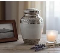 eSplanade White Brass Memorial Container Jar Human Ashes Container Jar Pot