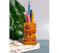 ESPLANADE Wooden Ashok Stambh Pen Stand - Elegant Ashoka Pillar Design for Desk Decor, Office Decor and Gifts for Government Employees