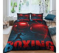 ESPLJQRYX 3D Print Cosy Microfibre Boxing Gloves Bed Quilt Cover Easy Care Bedding Set with Pillowcases Fighting Sport Comforter Cover All Season Breathable for Men Women Kids Double（200x200cm）