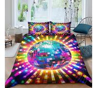 ESPLJQRYX 3D Washable Microfibre Disco ball Quilt Cover Set All Season Bedding Set with Pillow Shams Colorful party design Bed Quilt Cover Easy Care Breathable Washable for Couples Single（140x200cm）
