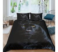 ESPLJQRYX Soft 3D Microfiber Black panther Bed Quilt Cover Breathable Bedding Set w/Pillowcase wild animal portrait Bedding Quilt Cover All Season, Easy Care, Washable for All Super king（260x220cm）