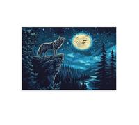 ESPLJQRYX Wolf Wall Decor Poster Canvas Prints Picture Modern Wall Art Picture Wall Hanging for Bathroom Wall Decor 08x12inch(20x30cm)