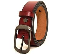 ESPOFY Women's Belt Genuine Leather Belt with Single Prong Alloy Buckle RedBrown 45inch (115cm)