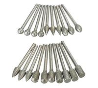 EsportsMJJ 20pcs 3mm Shank Diamond Grinding Burr Drill Bits Sets for Dremel Rotary Tools