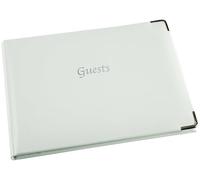 Esposti Guest Book - Silver Metal Corners - 220 x 160mm - White